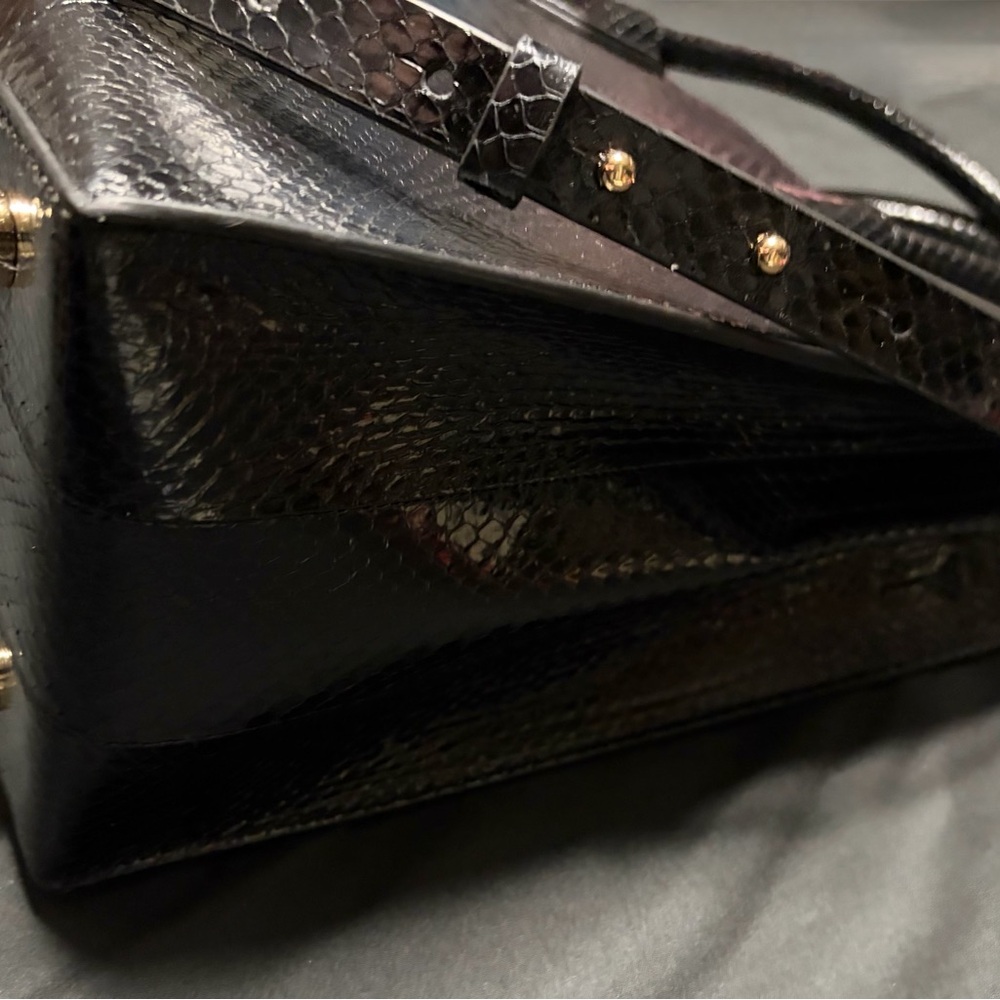 NWT Michael‎ Kors Mercer Black Snakeskin Large Convertible Tote Suede Lining - Picture 7 of 15